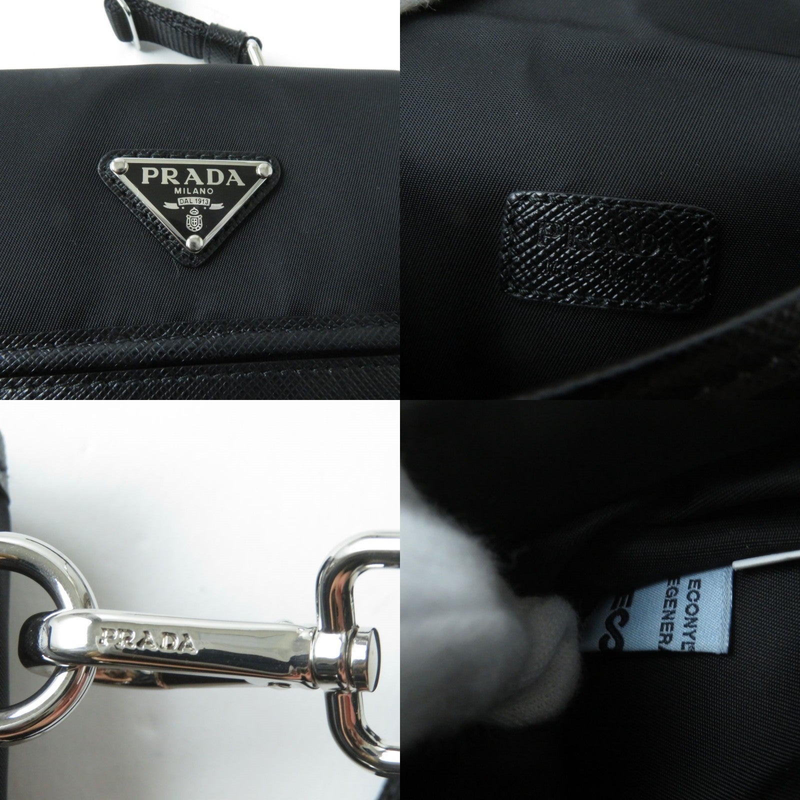 Prada Re Nylon Saffiano Leather Mini Pouch Black