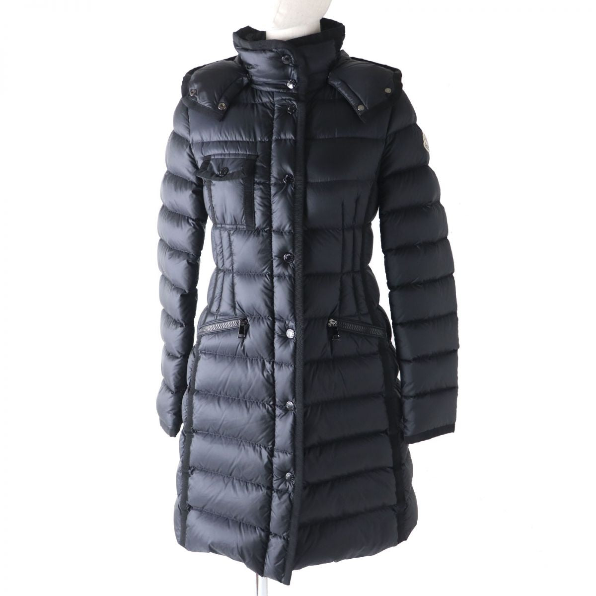 Moncler HERMINE Hooded Long Down Coat Black