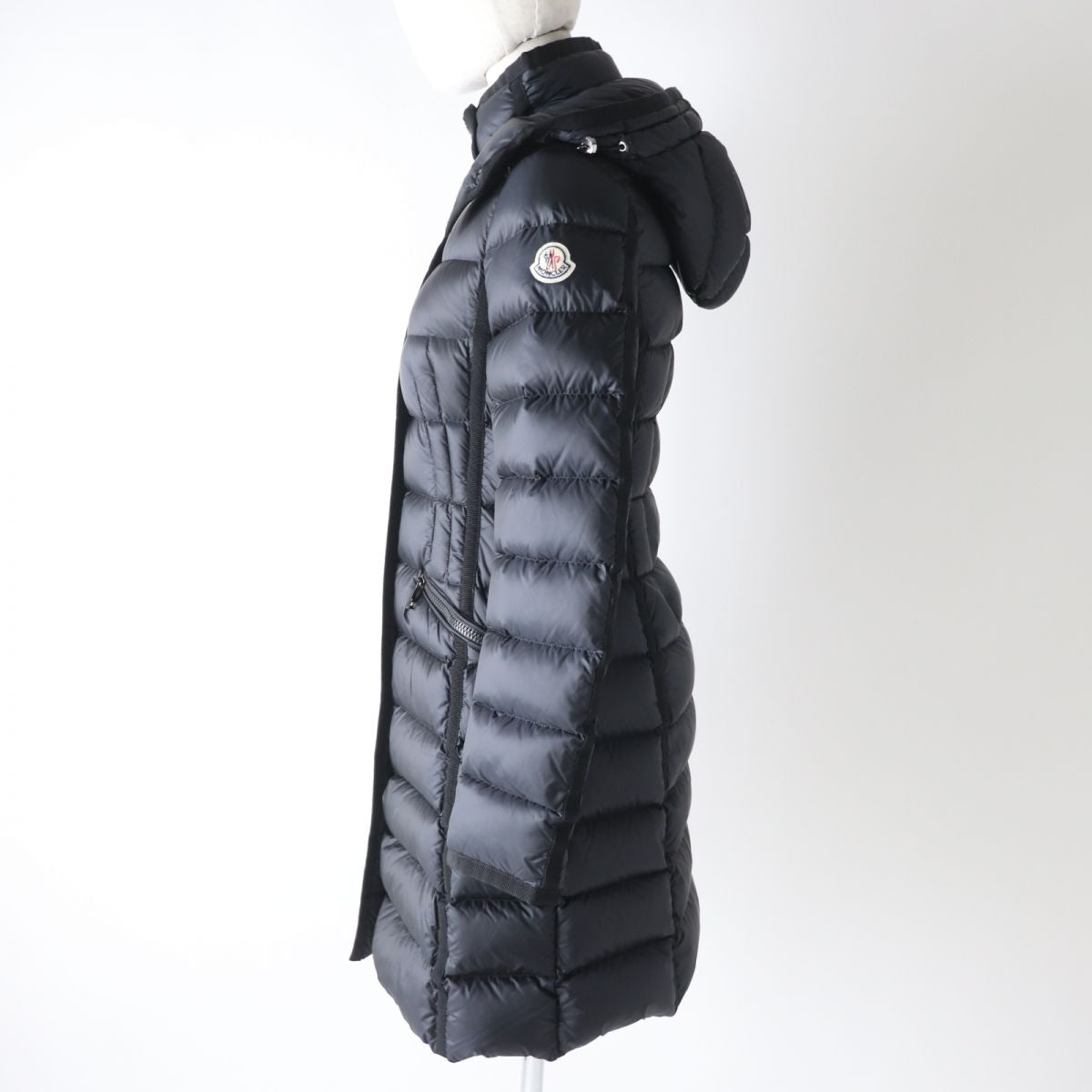 Moncler HERMINE Hooded Long Down Coat Black