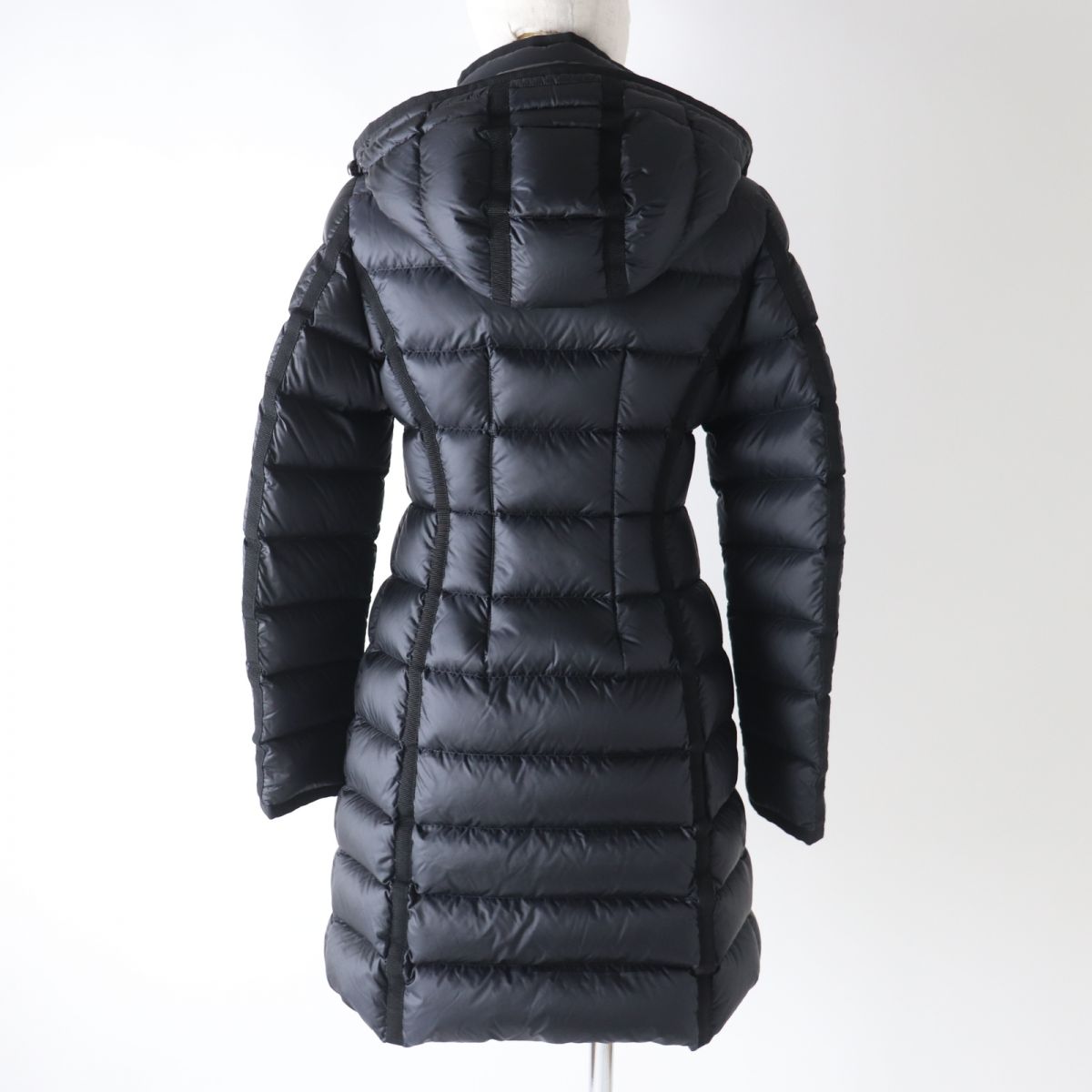 Moncler HERMINE Hooded Long Down Coat Black