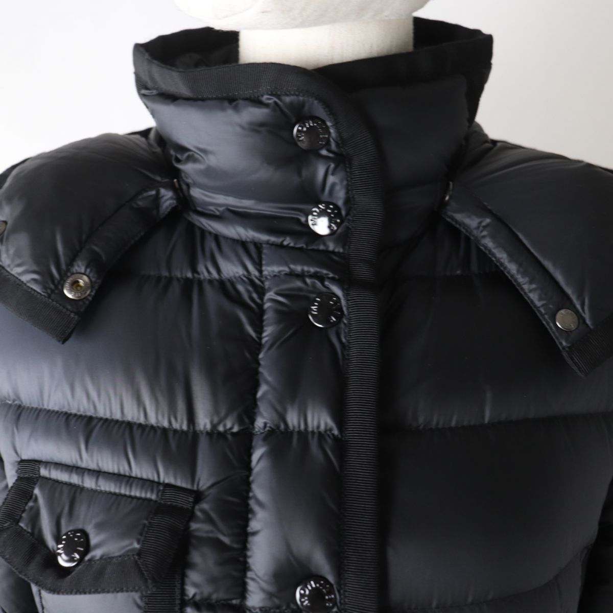 Moncler HERMINE Hooded Long Down Coat Black