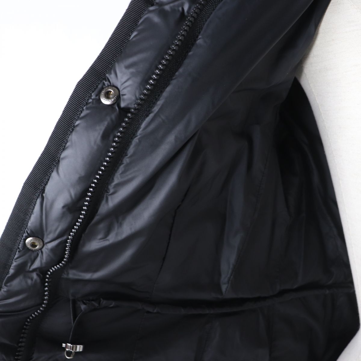 Moncler HERMINE Hooded Long Down Coat Black