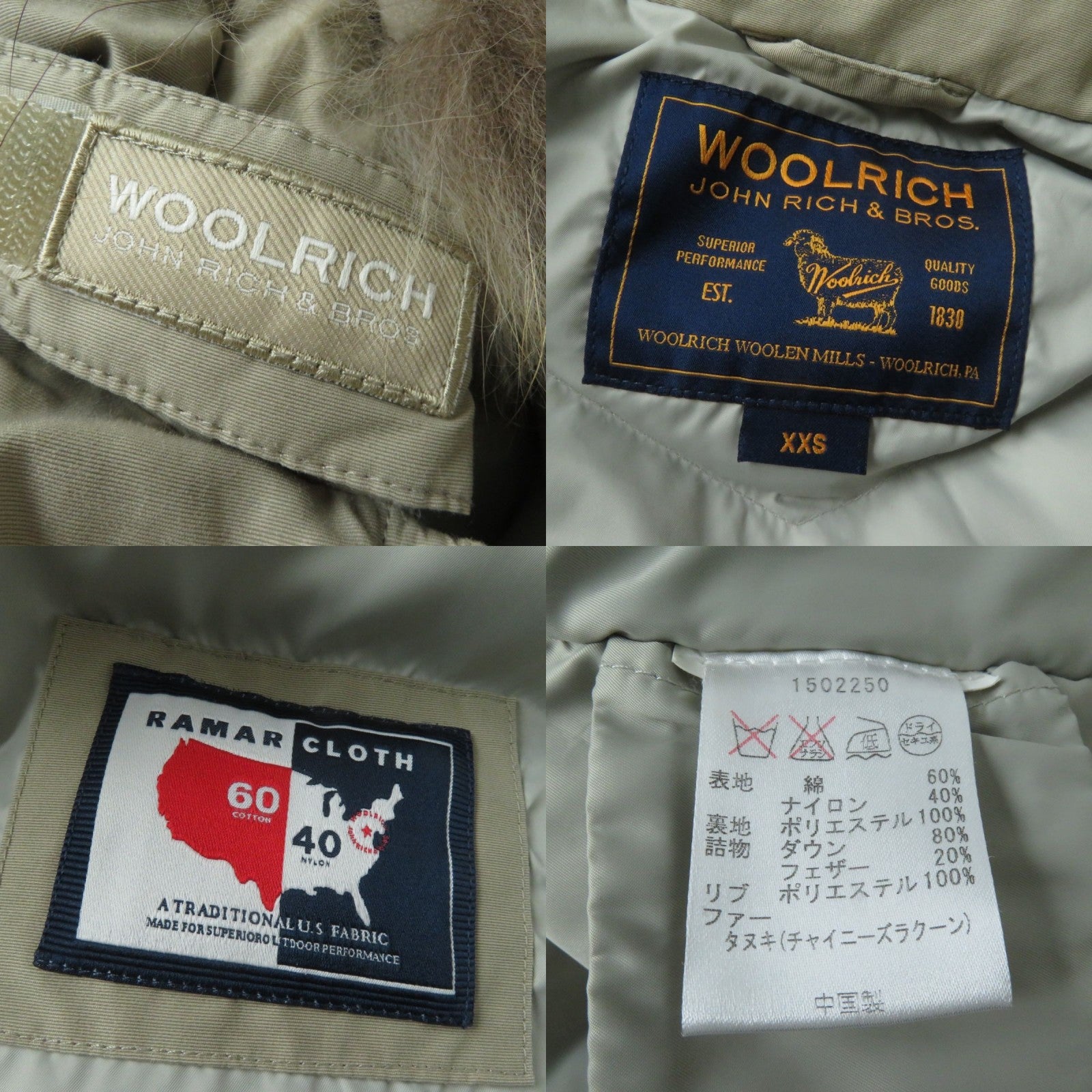 WOOLRICH Arctic Parka Fur Hooded Down Coat XXS