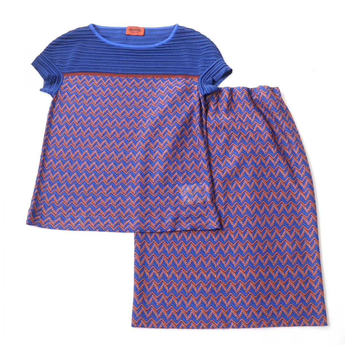 Missoni Zigzag Pattern Top and Skirt Set, Women's Size 40