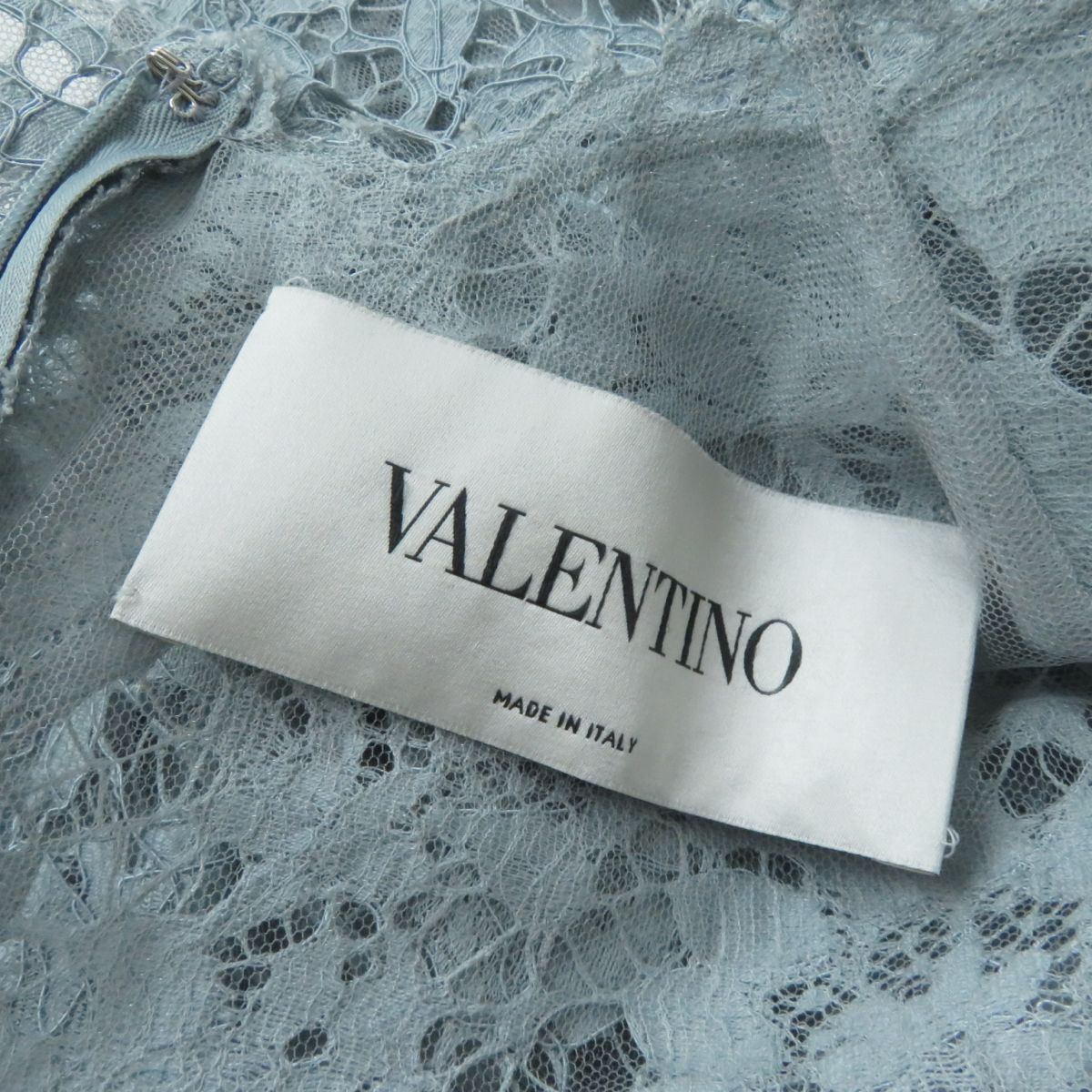 Valentino Floral Lace Dress, Ice Blue, Size 40