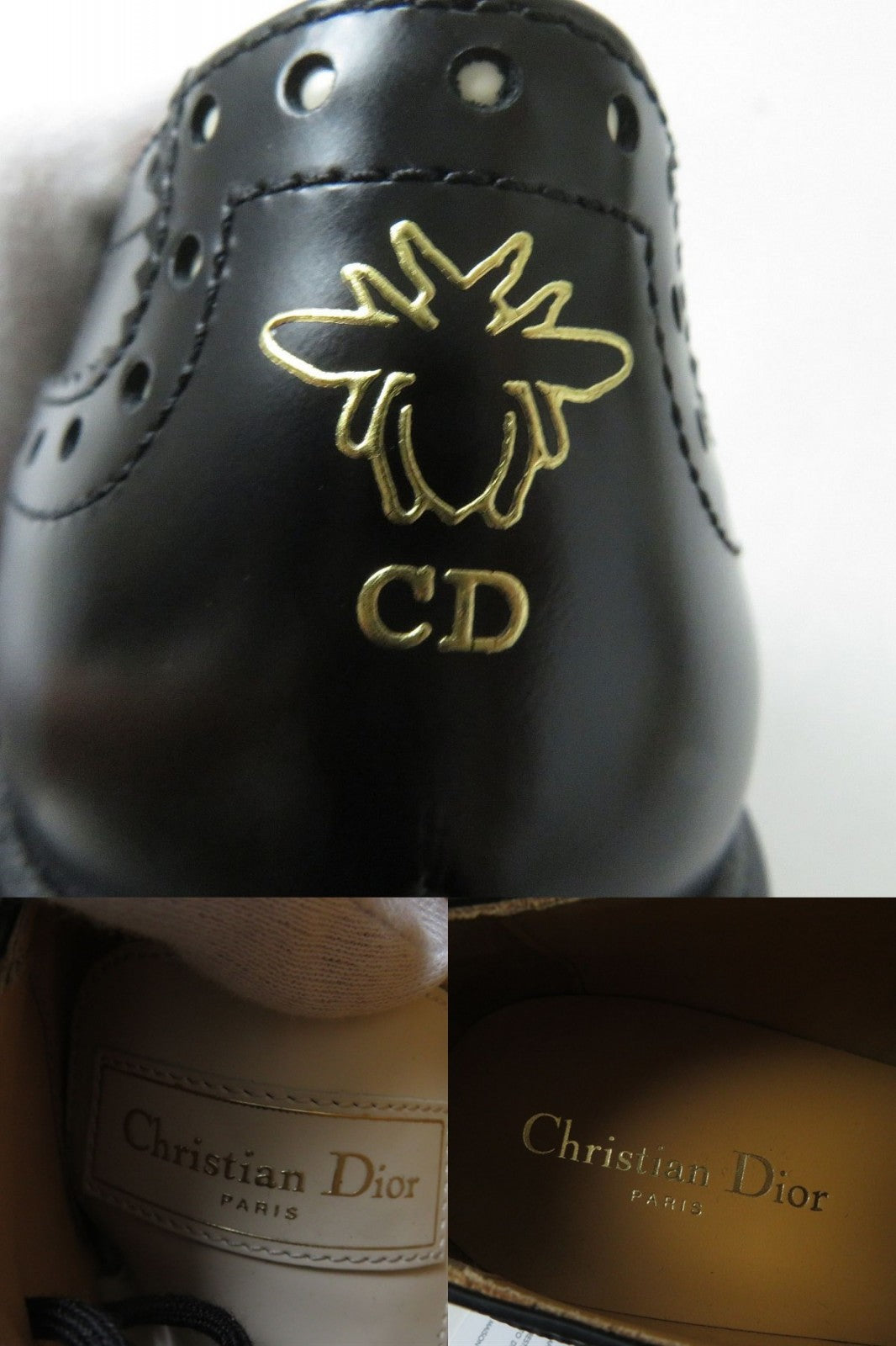 Dior TEDDY-D Wingtip Bicolor Leather Shoes Size 38