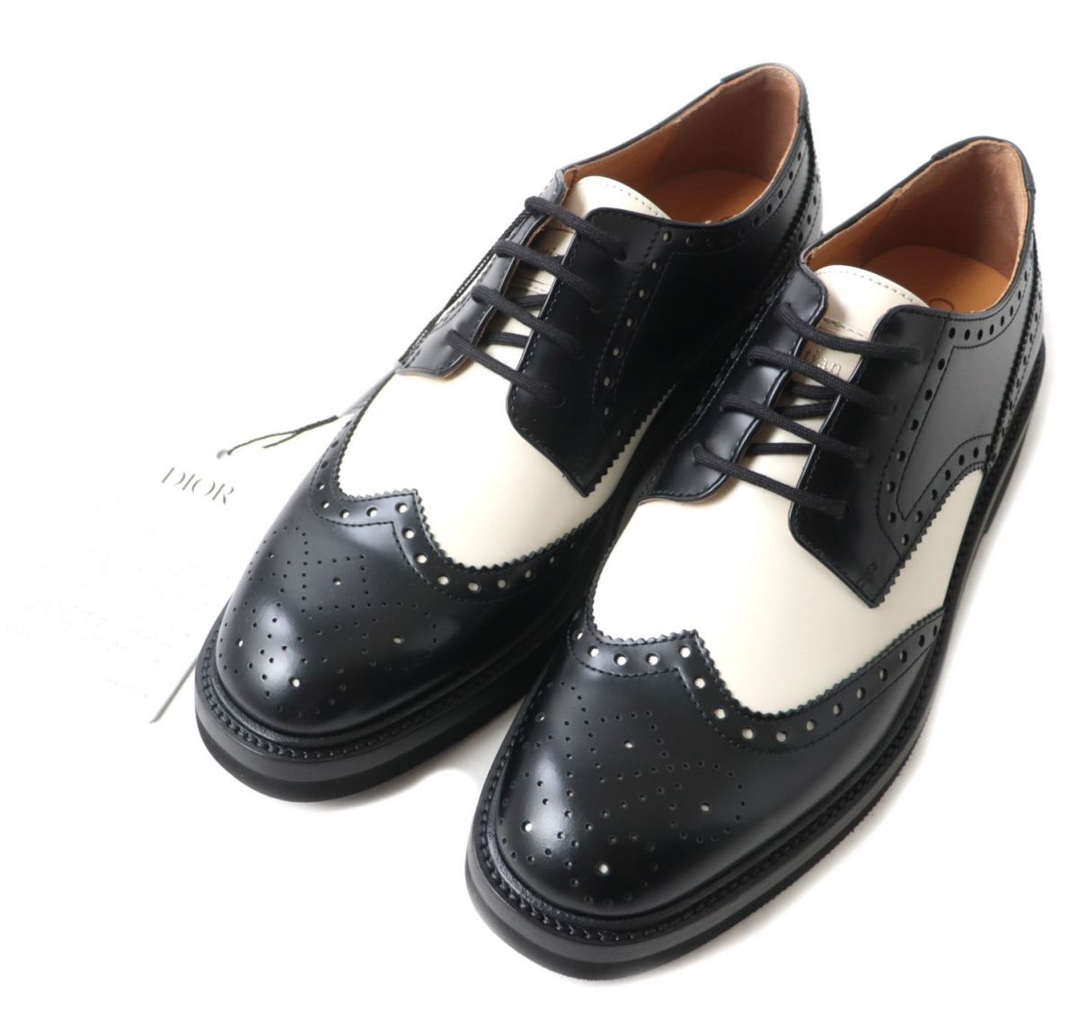 Dior TEDDY-D Wingtip Bicolor Leather Shoes Size 38