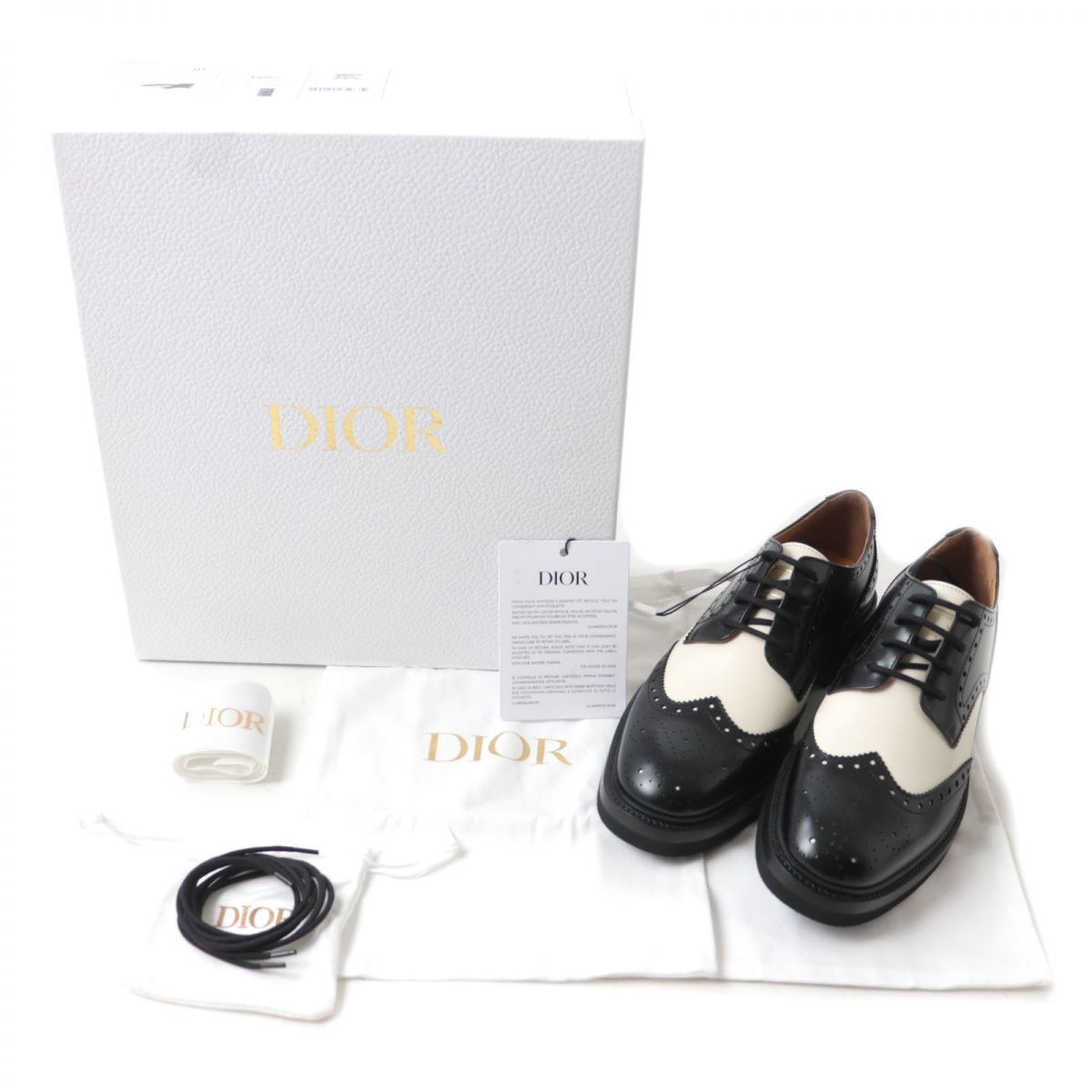 Dior TEDDY-D Wingtip Bicolor Leather Shoes Size 38