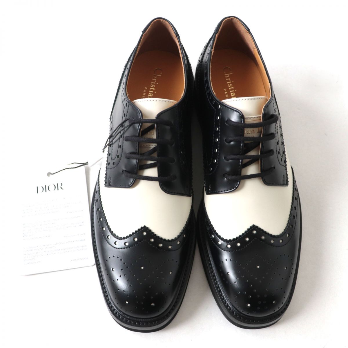 Dior TEDDY-D Wingtip Bicolor Leather Shoes Size 38