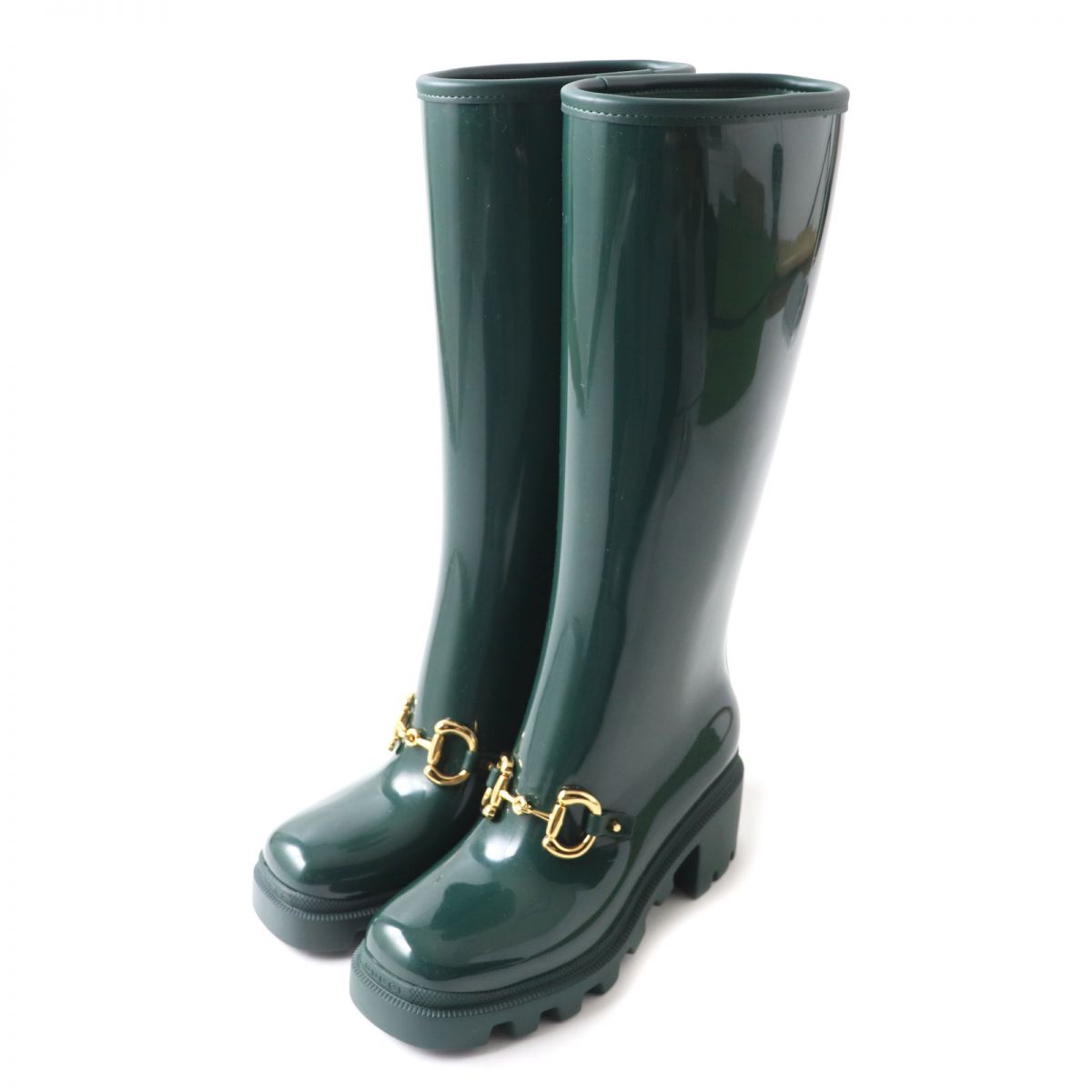 Gucci Horsebit Rubber Long Boots Green