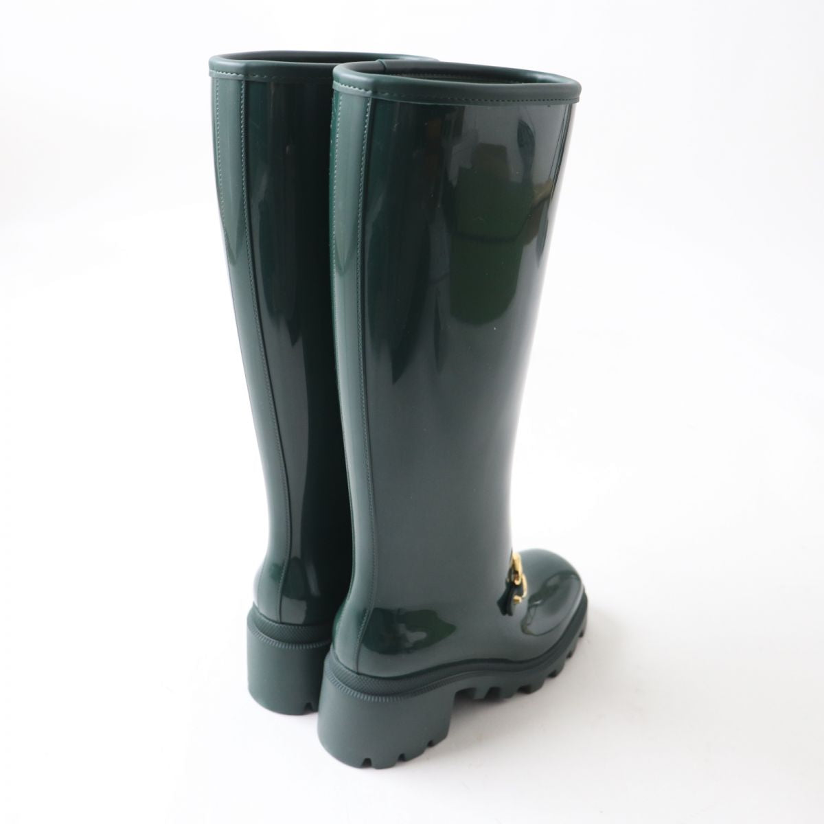 Gucci Horsebit Rubber Long Boots Green