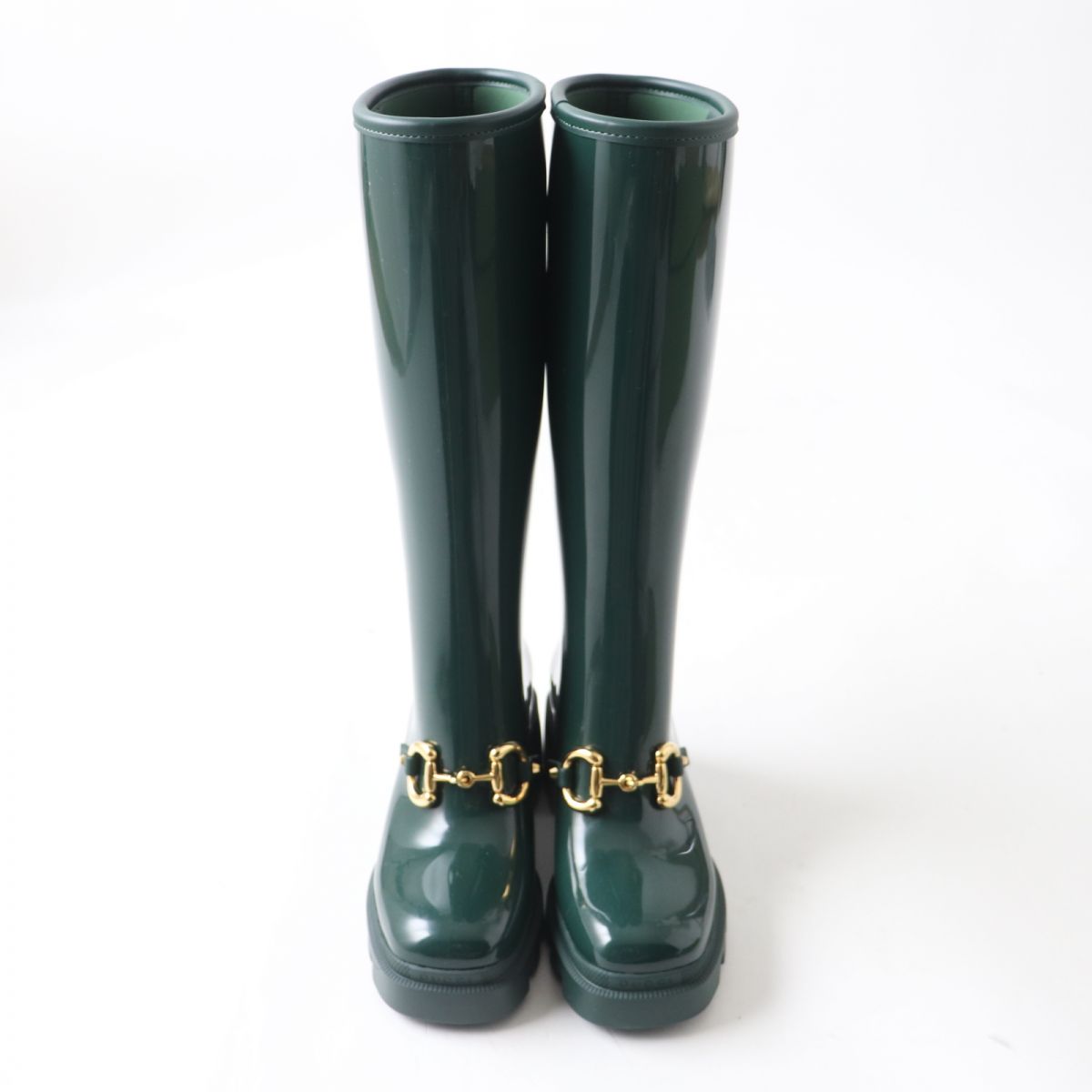 Gucci Horsebit Rubber Long Boots Green