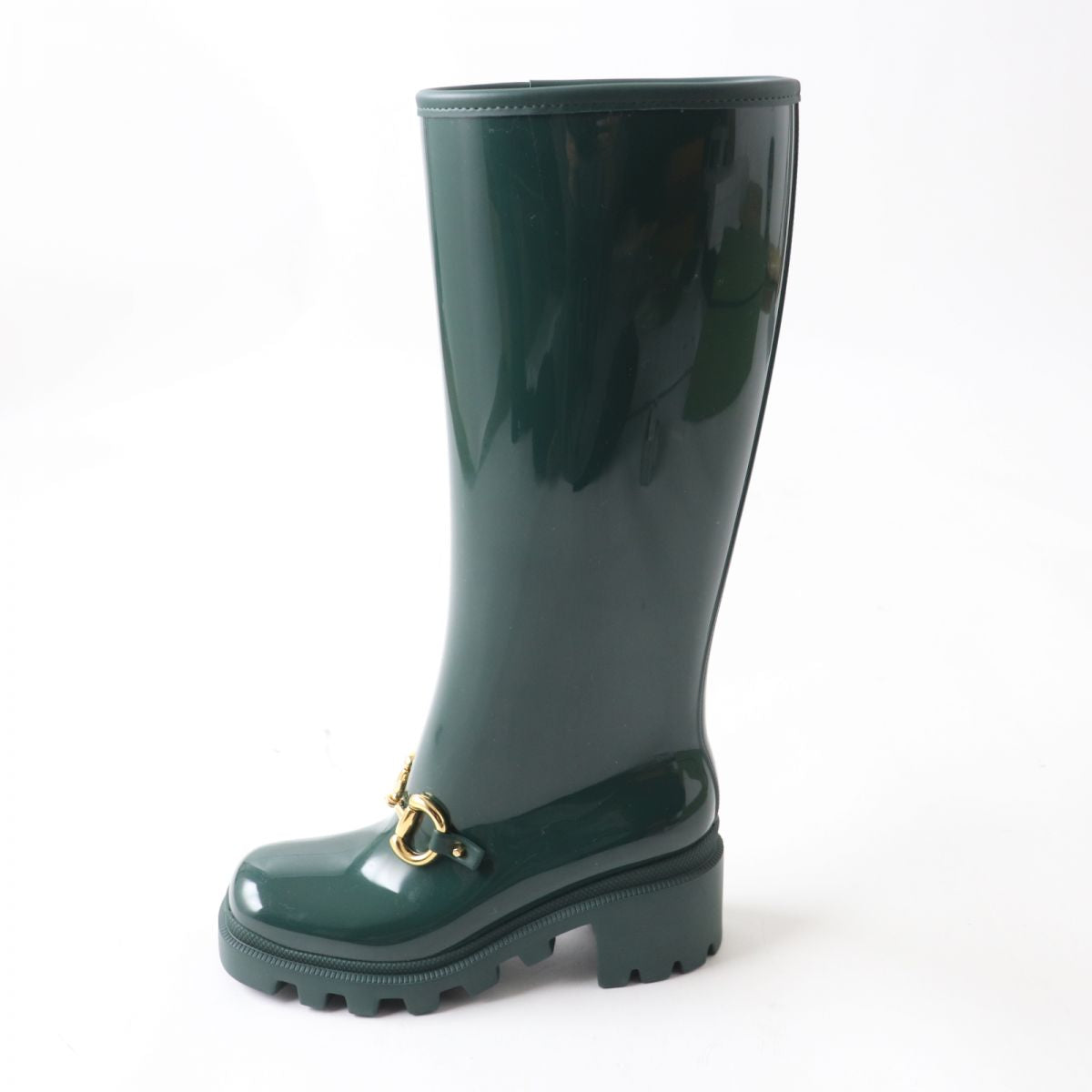 Gucci Horsebit Rubber Long Boots Green