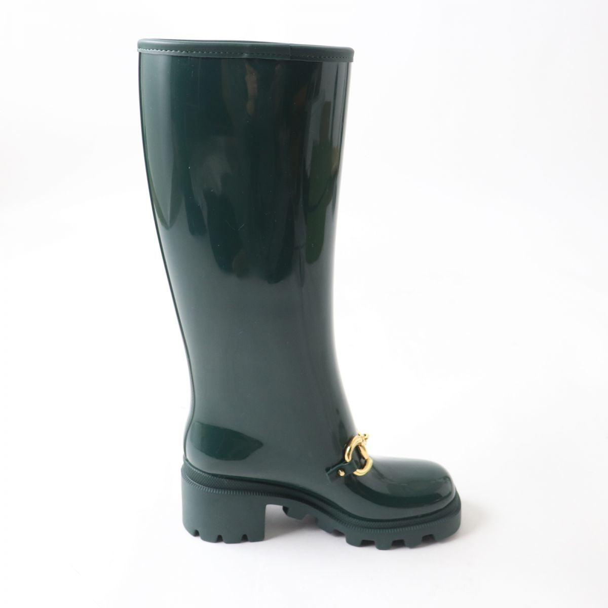 Gucci Horsebit Rubber Long Boots Green