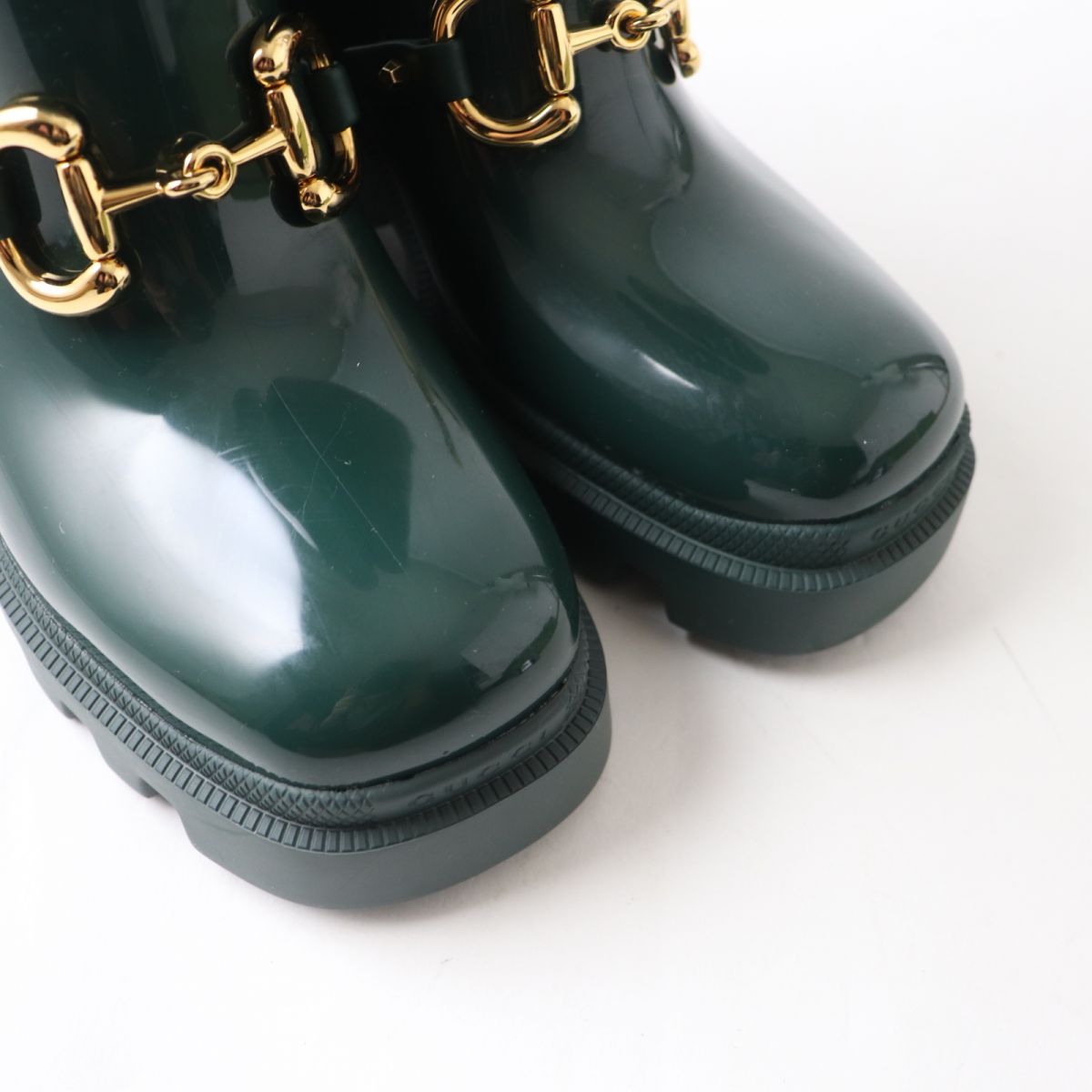 Gucci Horsebit Rubber Long Boots Green