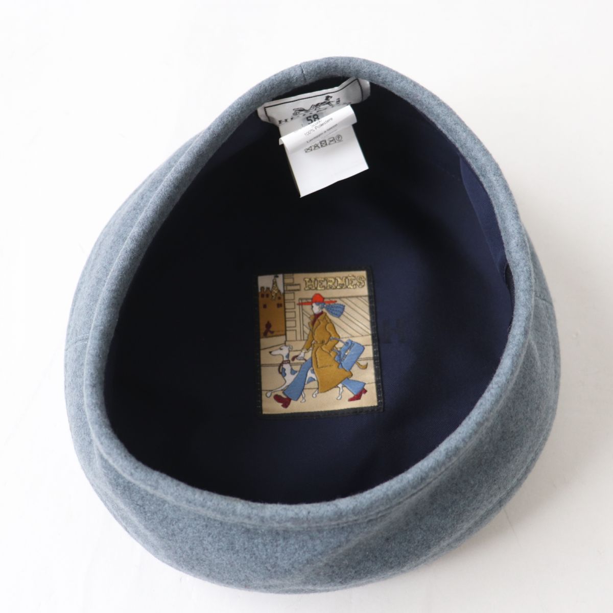 Hermes Cashmere Beret Hat Gray 58