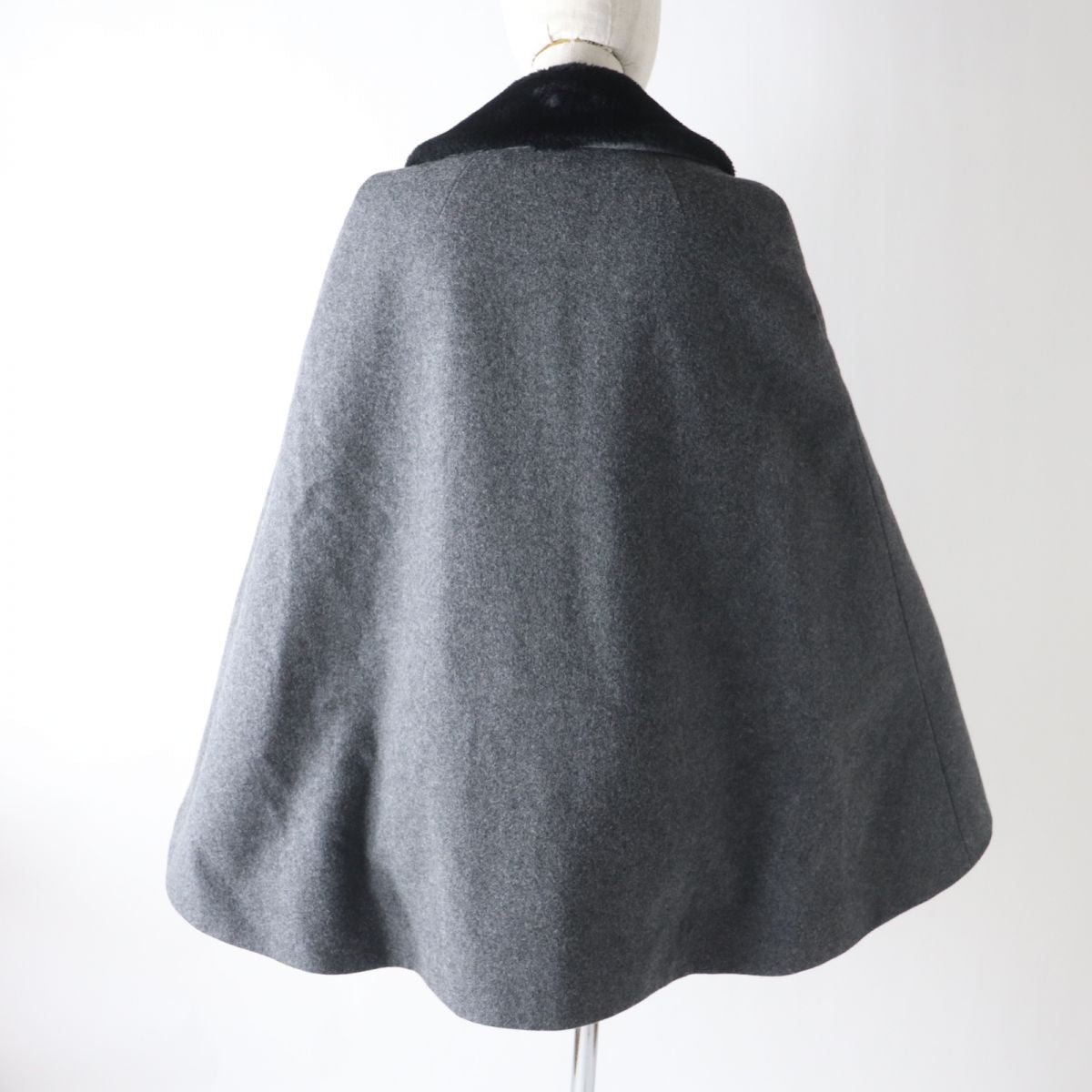 Junya Watanabe x Comme des Garcons Faux Fur Collar Poncho Cape Gray Black S