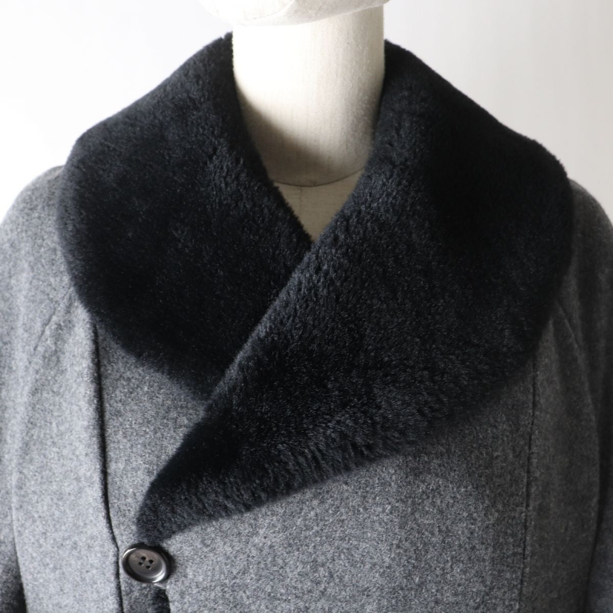 Junya Watanabe x Comme des Garcons Faux Fur Collar Poncho Cape Gray Black S