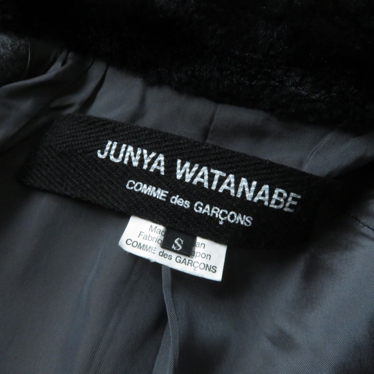 Junya Watanabe x Comme des Garcons Faux Fur Collar Poncho Cape Gray Black S