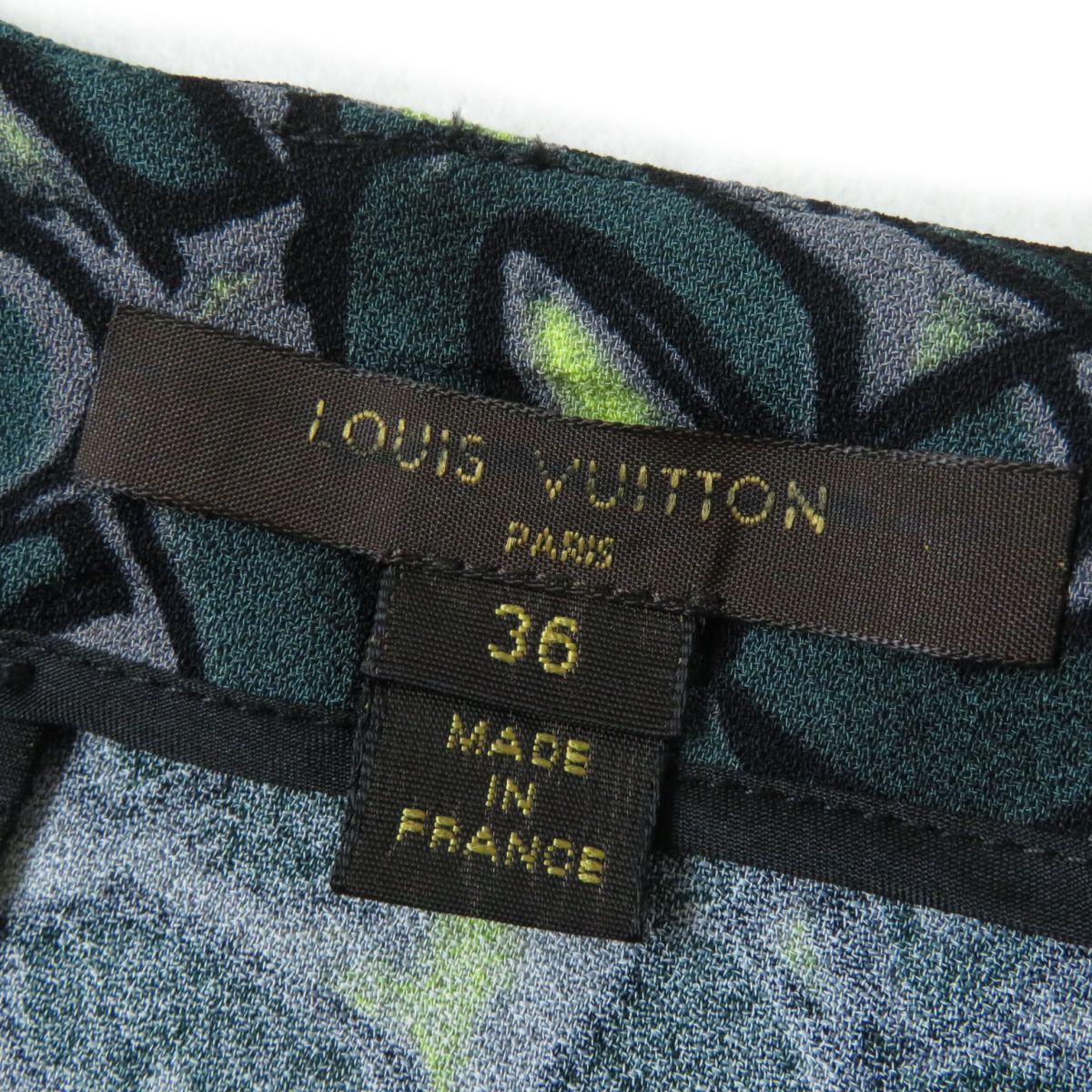 Louis Vuitton Graffiti Logo Rayon Blouse Green Grey