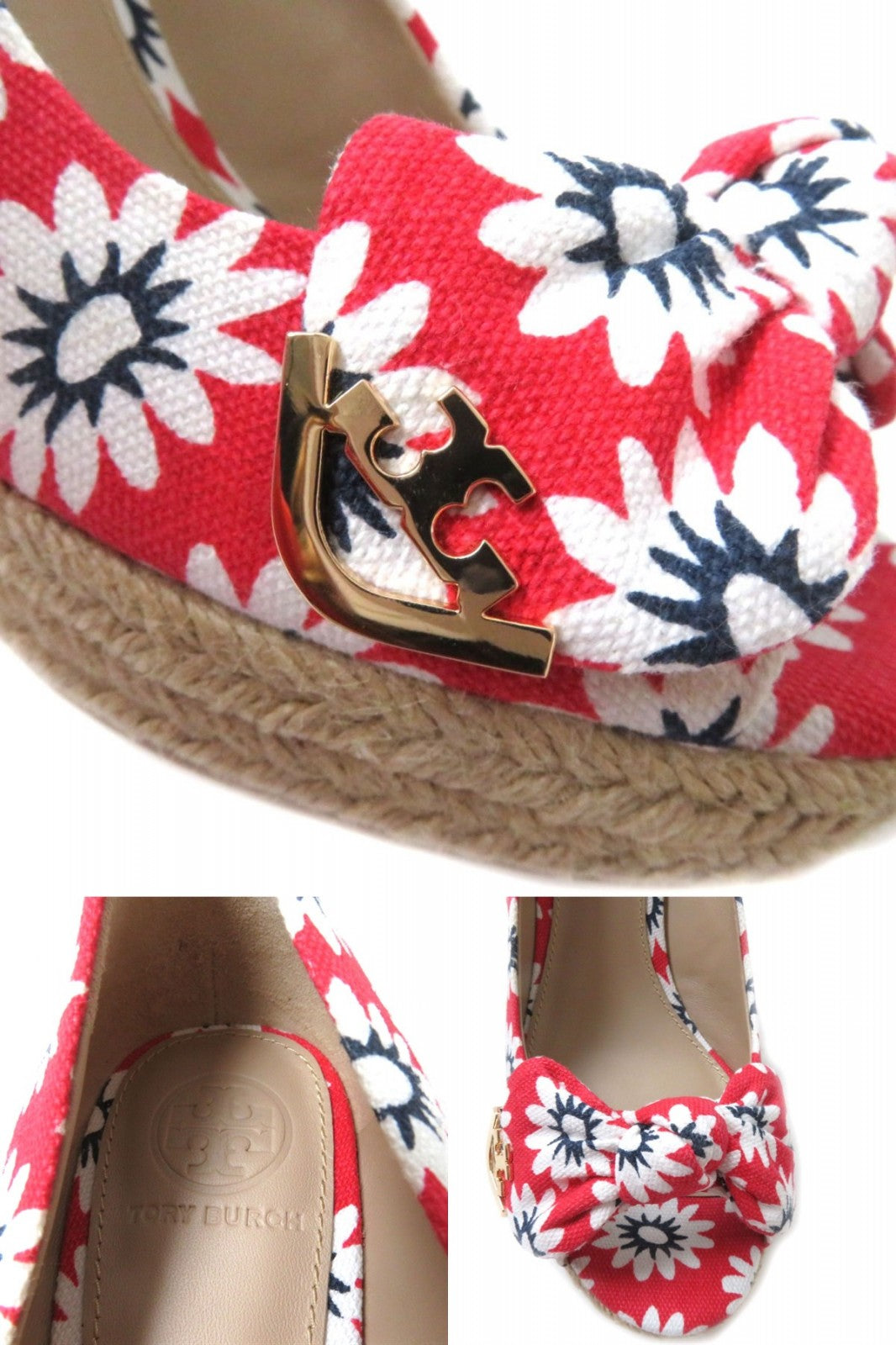 Tory Burch DORY Floral Ribbon Espadrilles Sandals