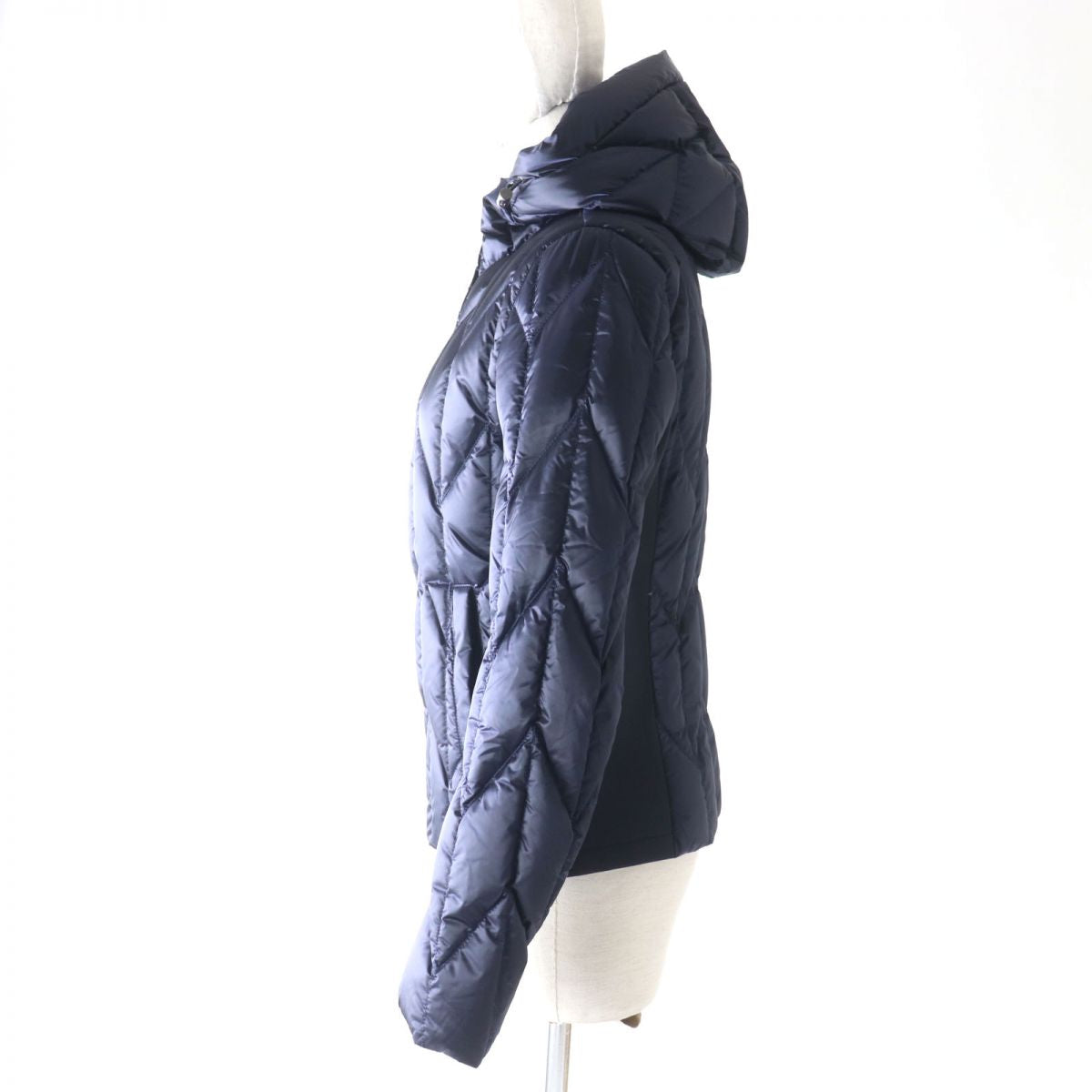 PRADA 290984 Triangle Logo Hooded Down Jacket Navy