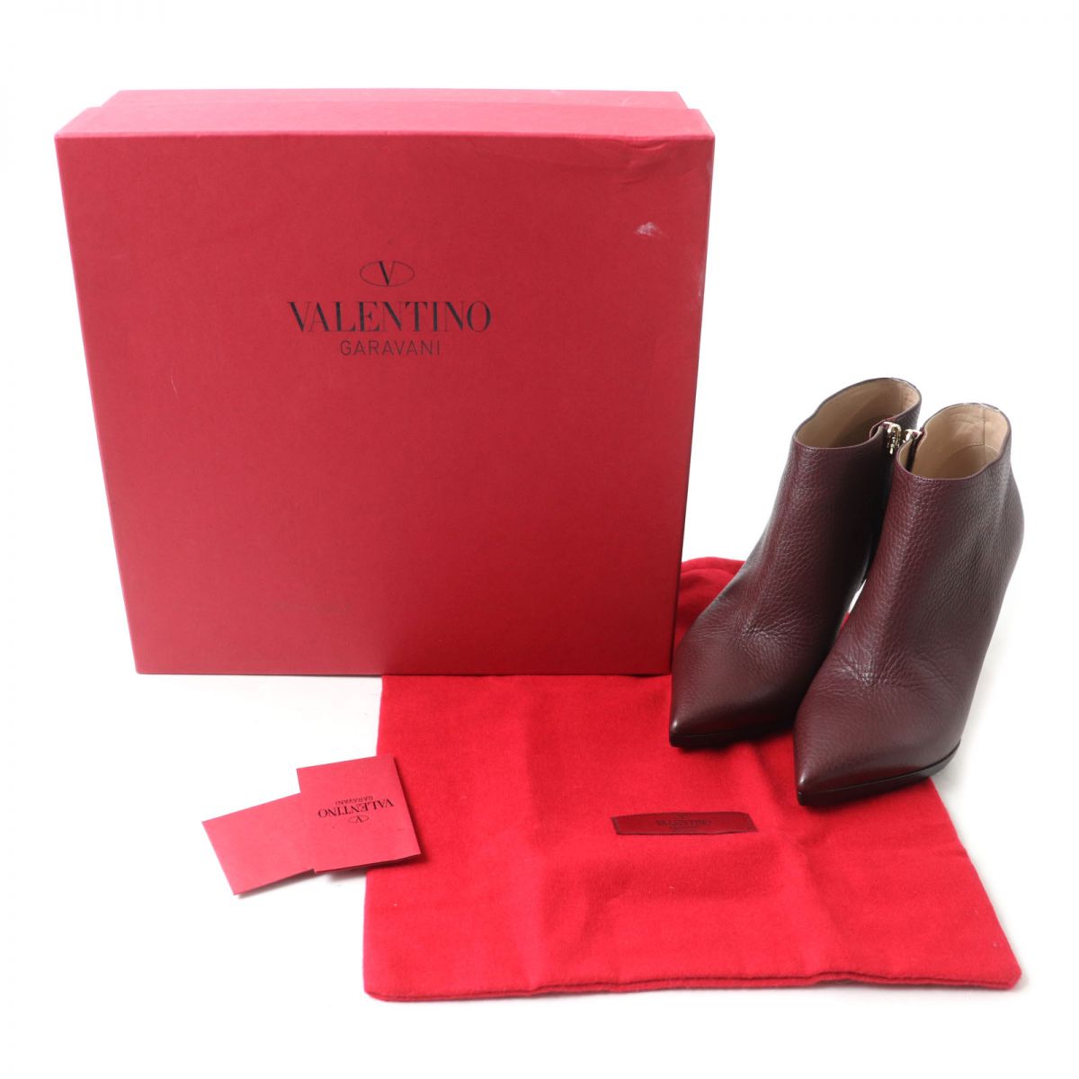 Valentino Rockstud Leather Boots Bordeaux 36