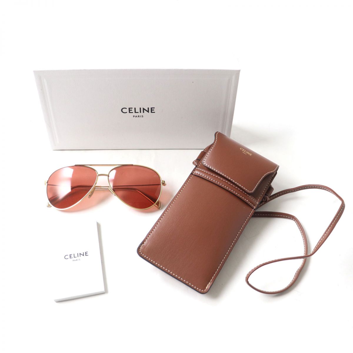 Celine CL40062U Aviator Sunglasses Brown Gold