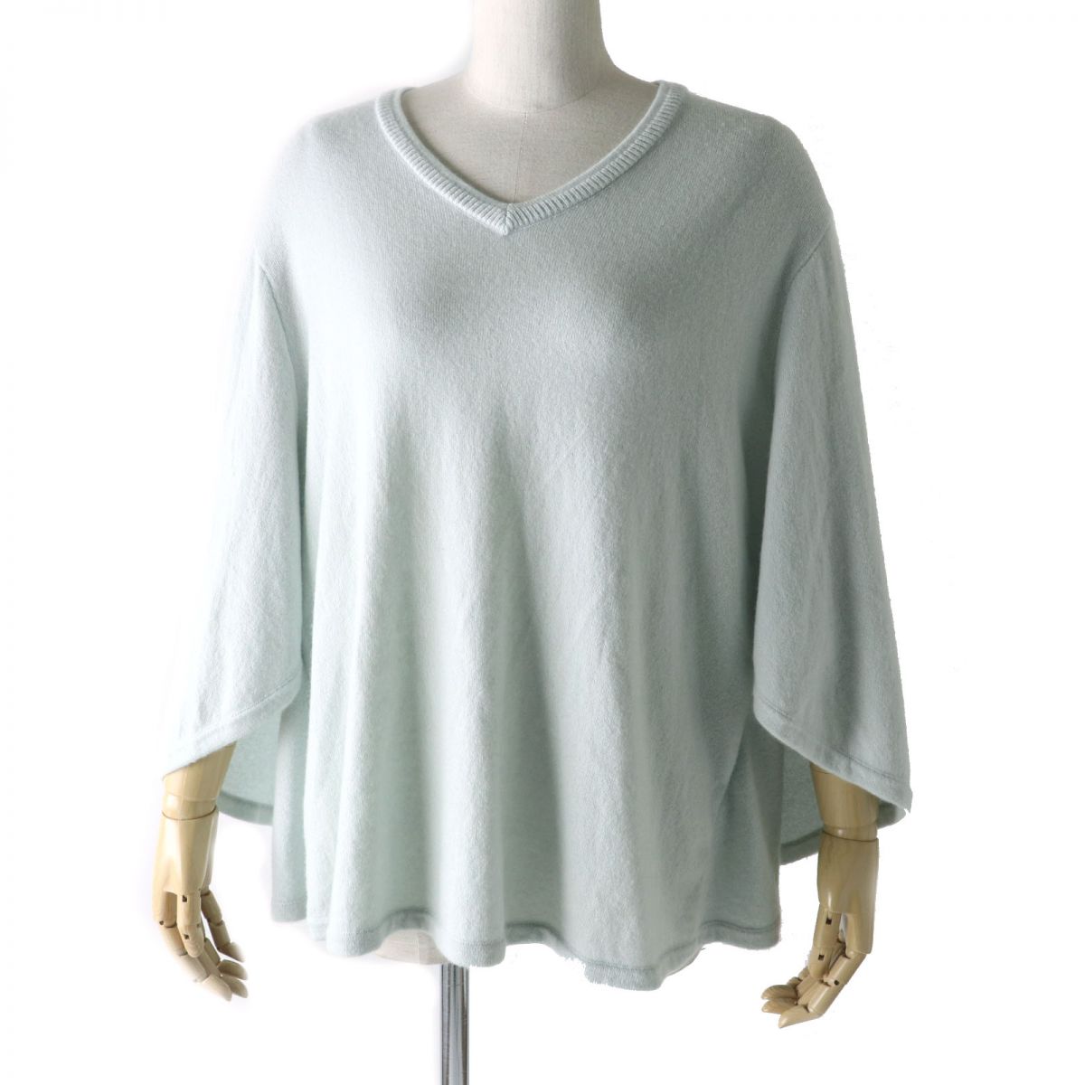 Hermes Cashmere V-neck Knit Poncho Pullover