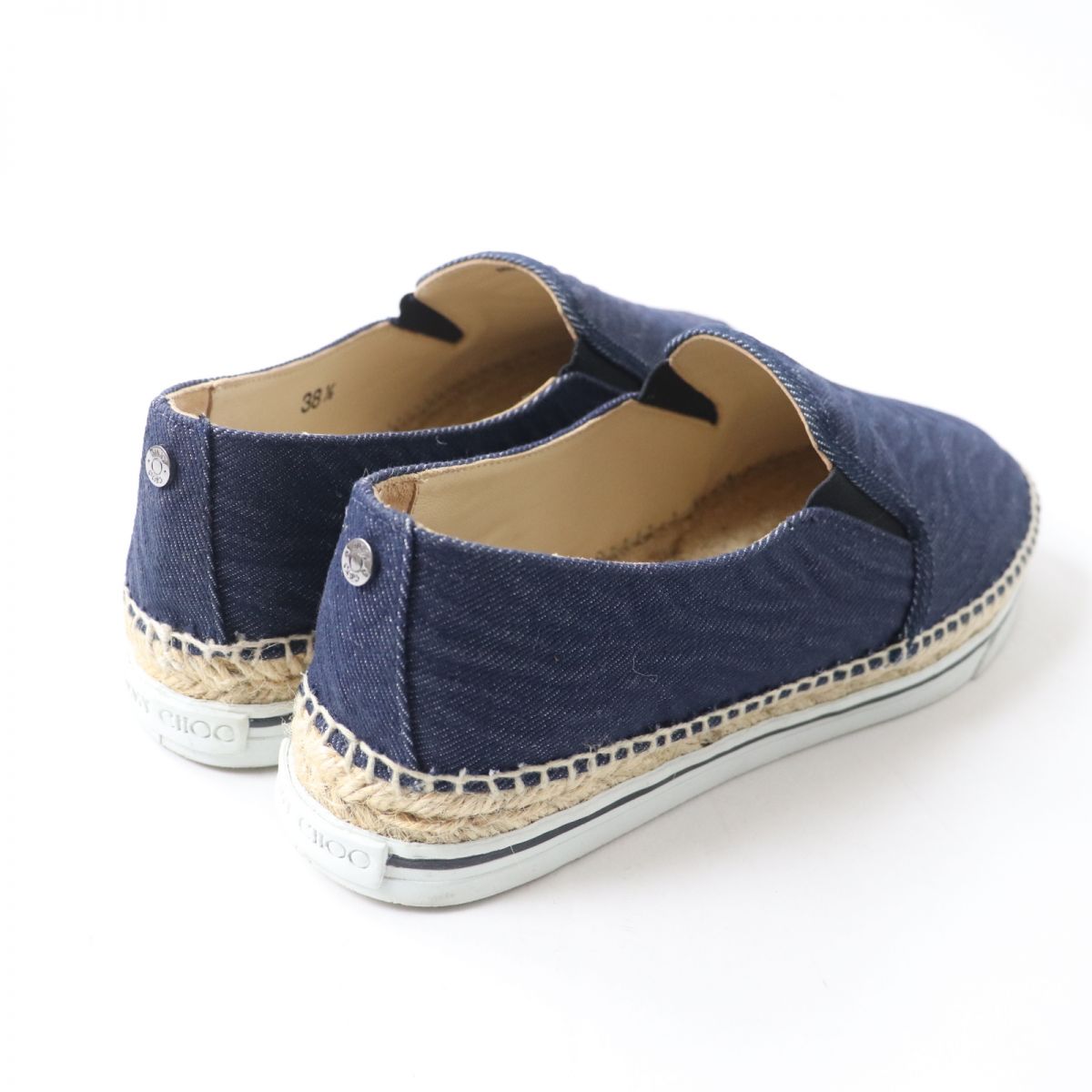 Jimmy Choo Logo Metal Espadrilles Slip-Ons 38.5