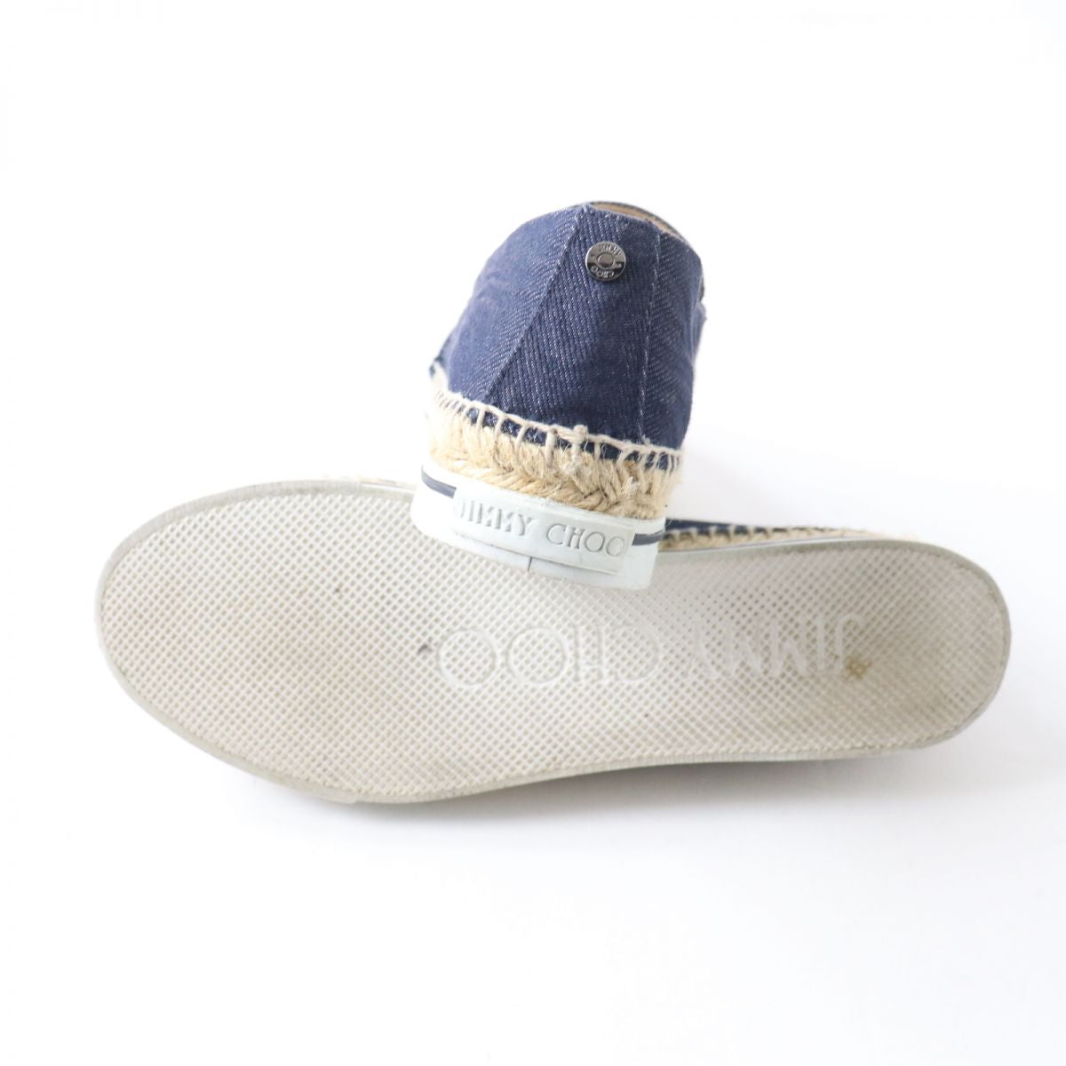 Jimmy Choo Logo Metal Espadrilles Slip-Ons 38.5