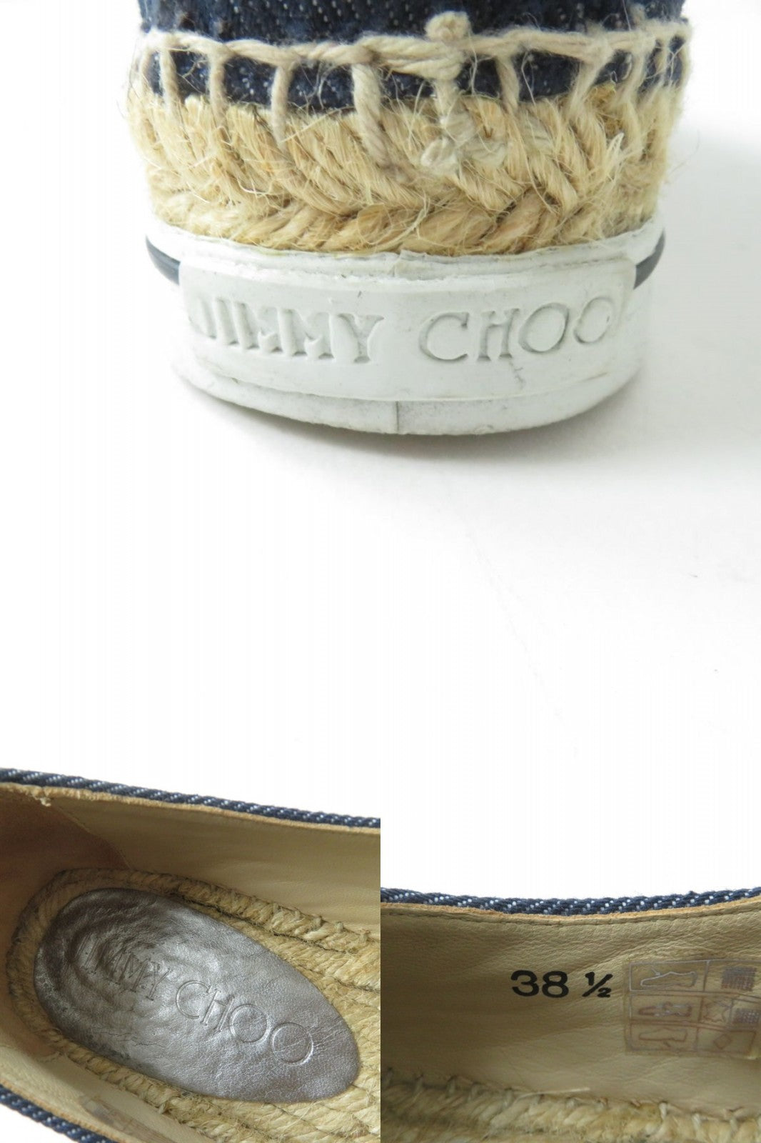 Jimmy Choo Logo Metal Espadrilles Slip-Ons 38.5