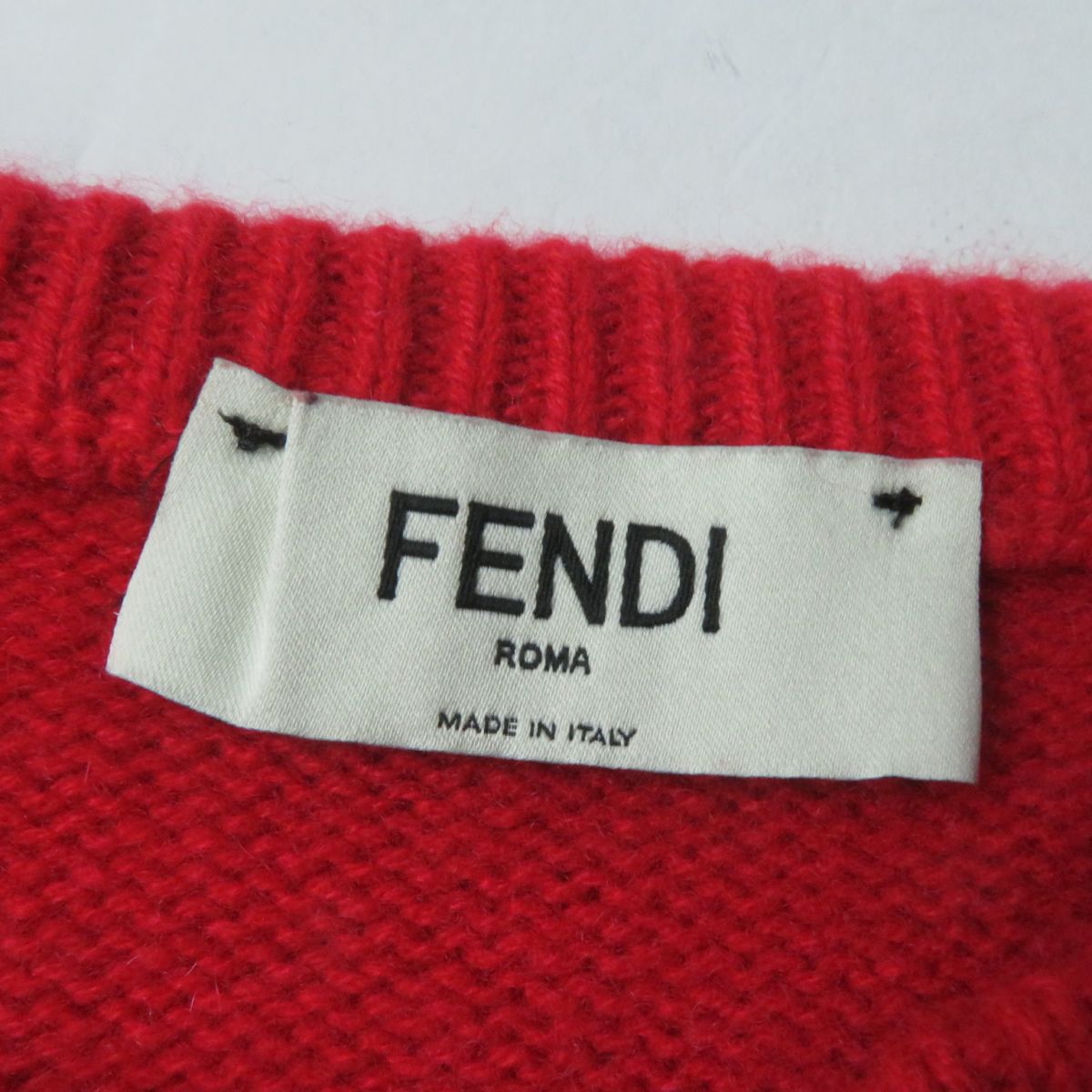 Fendi Cashmere Ribbon Knit Sweater Red Black