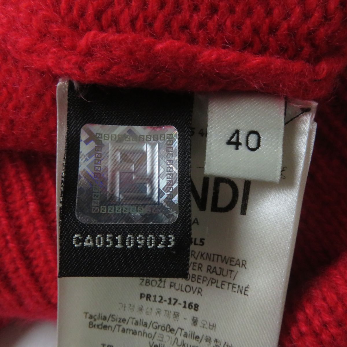 Fendi Cashmere Ribbon Knit Sweater Red Black