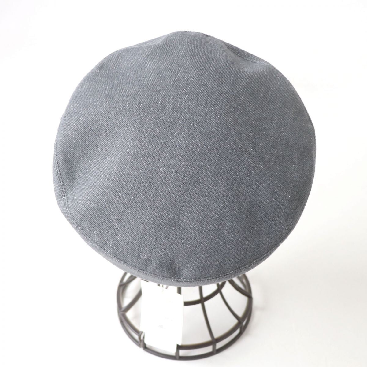 Hermes Cotton Leather Beret Hat Gray 57