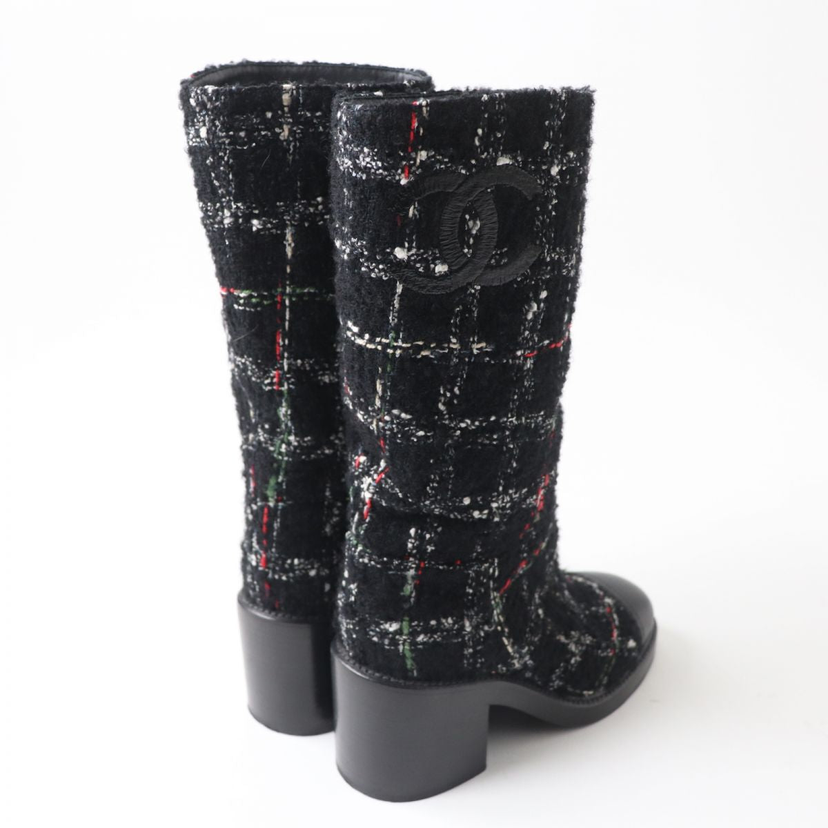 Chanel Leather Tweed Long Boots G39614 Black