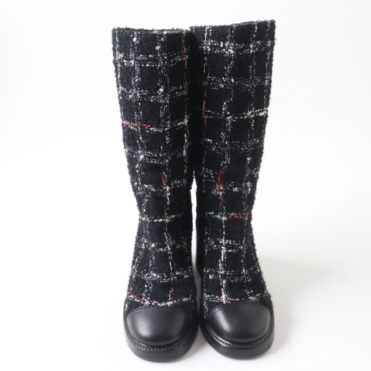 Chanel Leather Tweed Long Boots G39614 Black