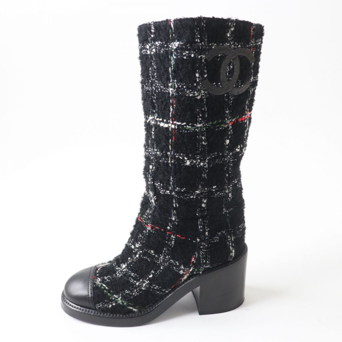 Chanel Leather Tweed Long Boots G39614 Black