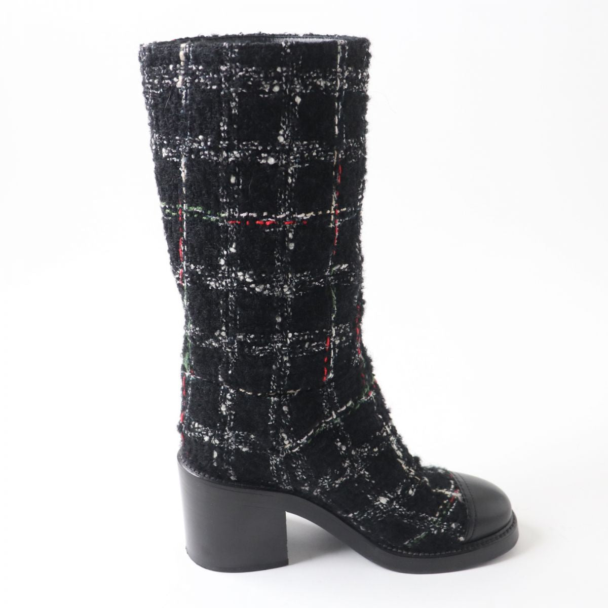 Chanel Leather Tweed Long Boots G39614 Black