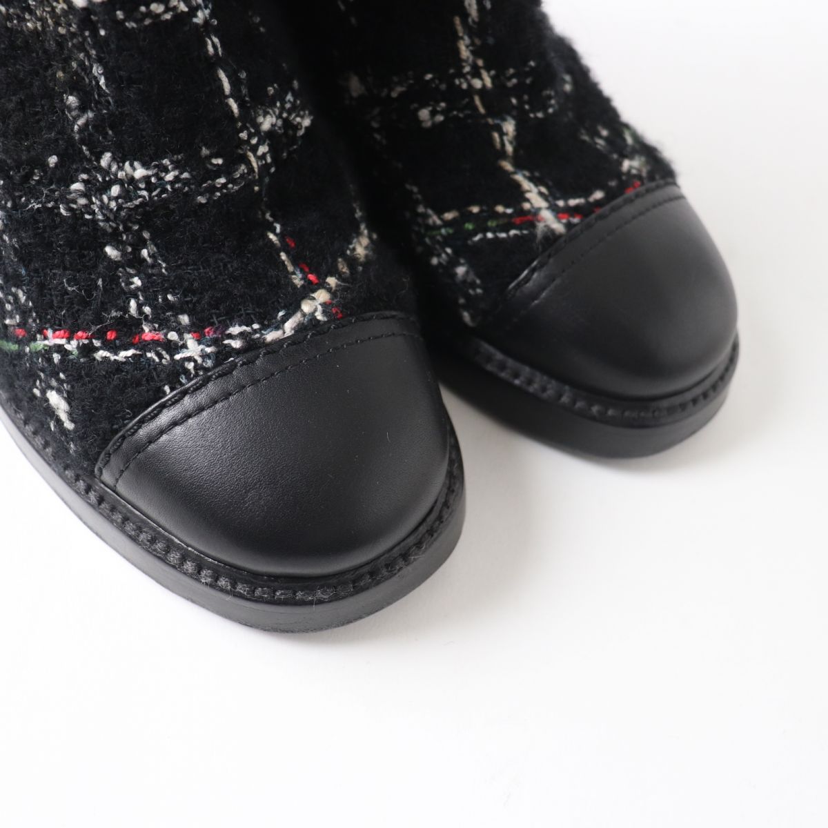 Chanel Leather Tweed Long Boots G39614 Black