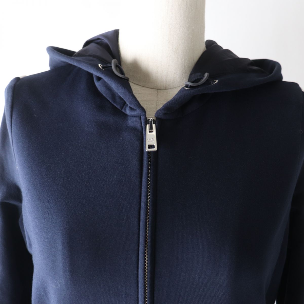 Prada Zip-Up Hoodie with Hood Navy M