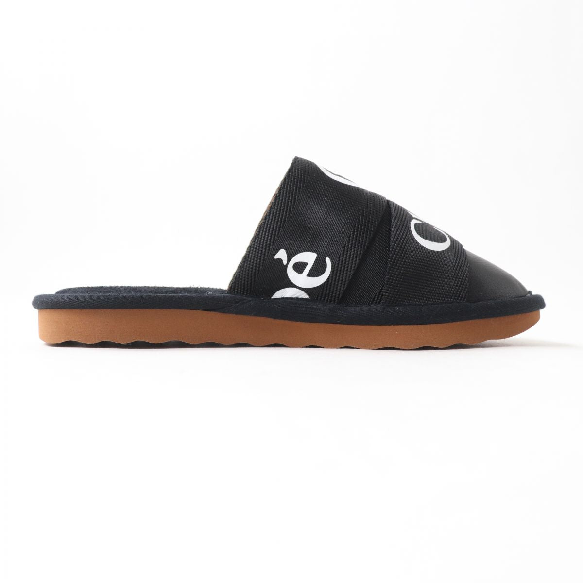 Chloe WOODY Logo Mules Slippers Black