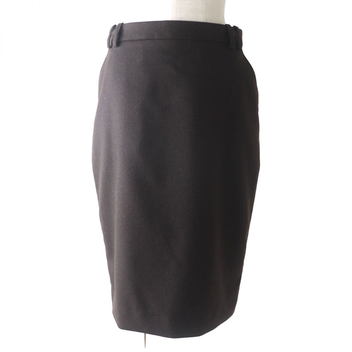 Hermes Cashmere Blend Skirt, Dark Brown, Size 38