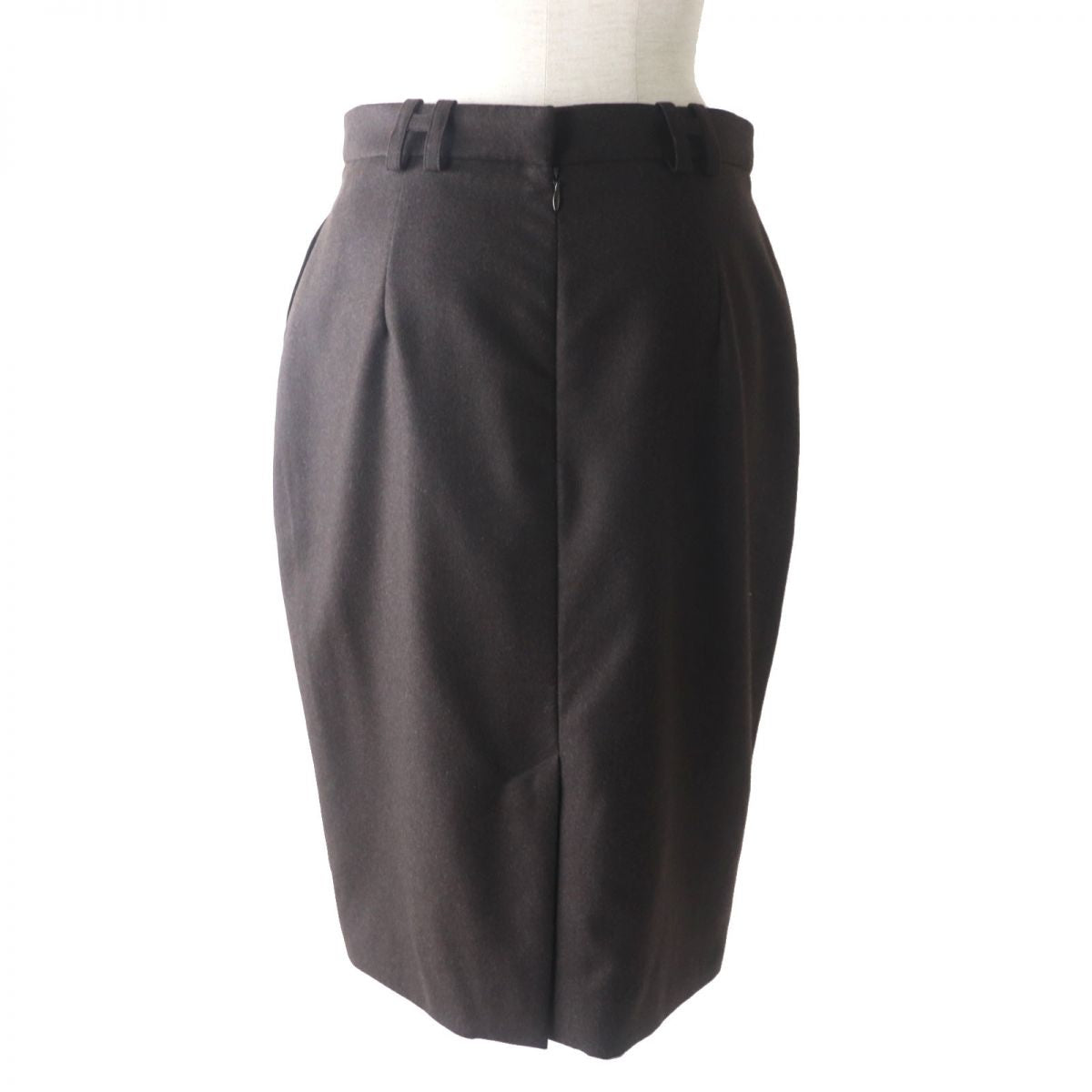 Hermes Cashmere Blend Skirt, Dark Brown, Size 38