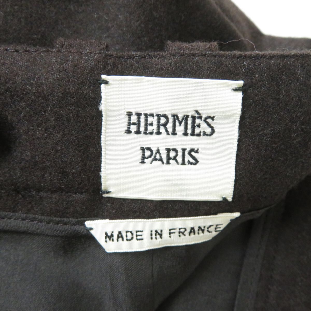 Hermes Cashmere Blend Skirt, Dark Brown, Size 38