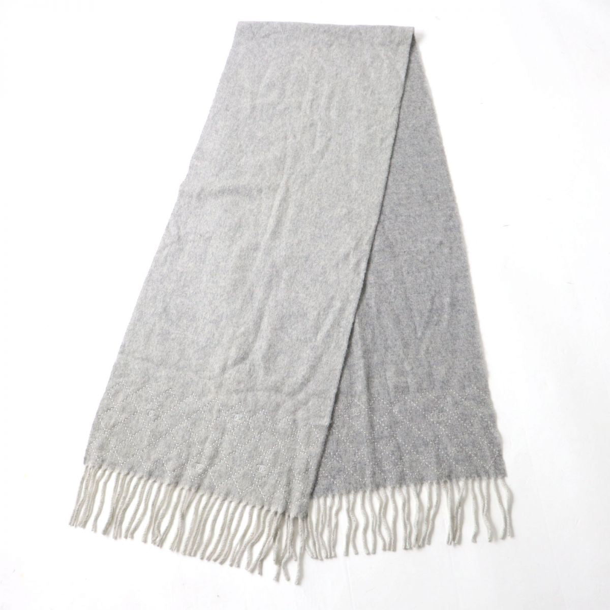 Chanel Cashmere COCO Mark Fringe Scarf/Shawl