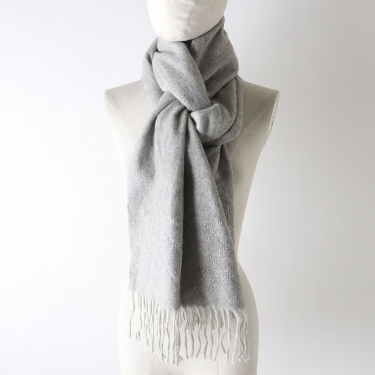 Chanel Cashmere COCO Mark Fringe Scarf/Shawl