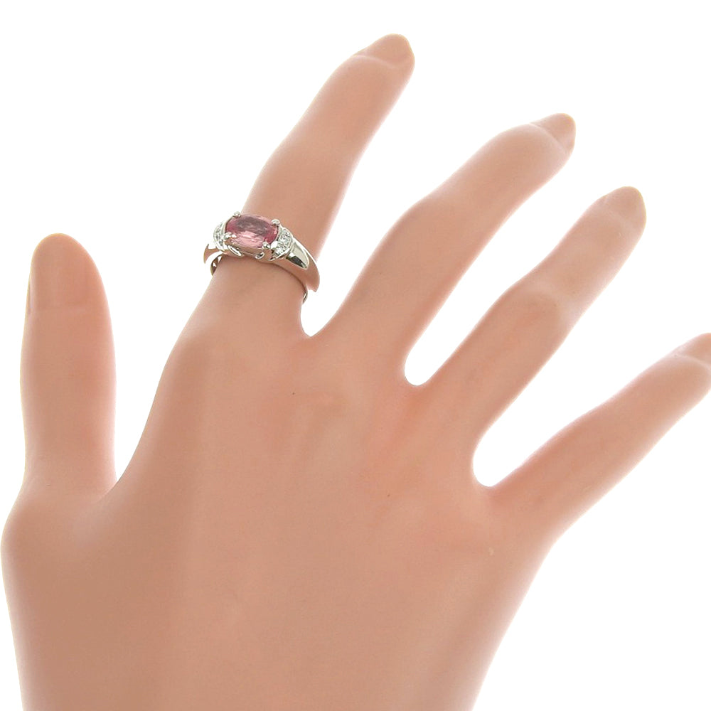 [LuxUness]  Ring Size 10, Pt900 Platinum, Padparadscha Sapphire & Diamond 1.28 0.05, For Women, Excellent Condition (Pre-Owned) Metal Ring in Excellent condition