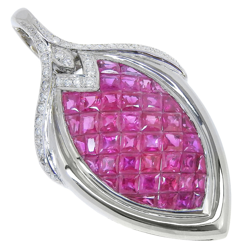 K18 White Gold Ruby Diamond Pendant Top