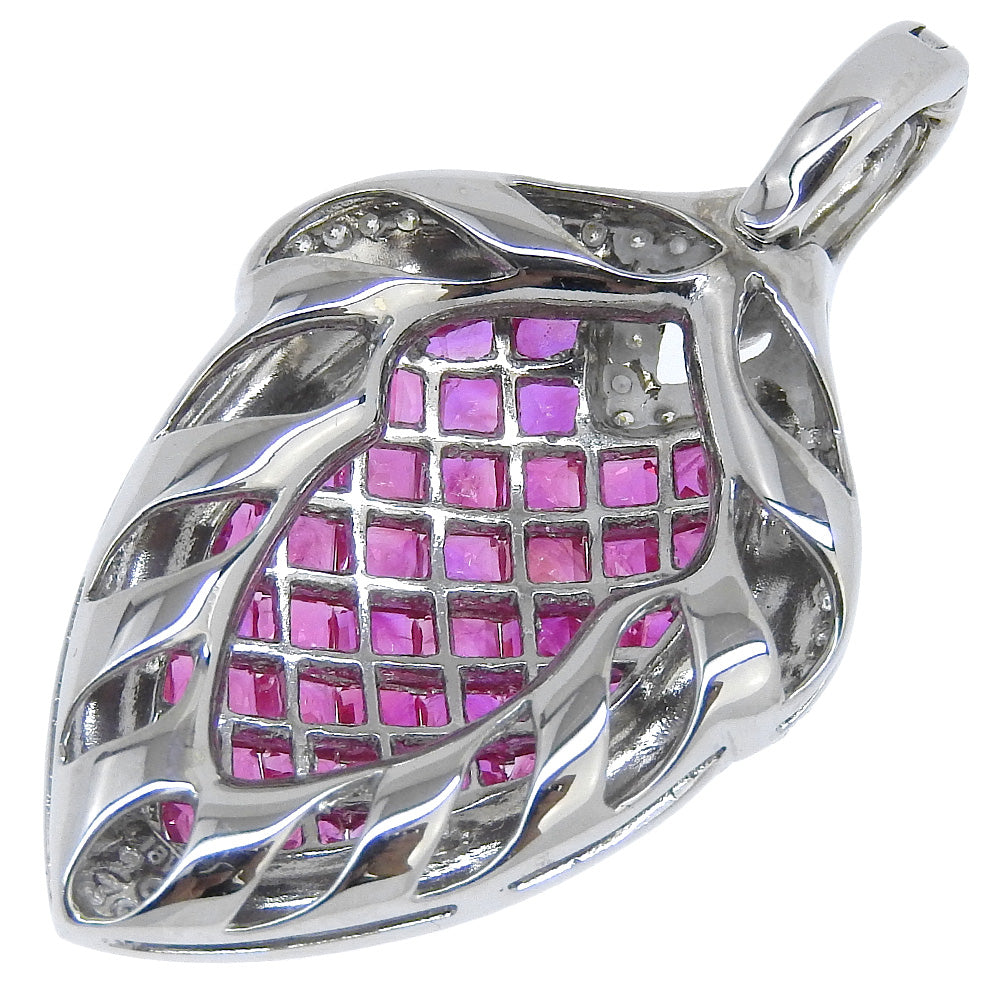 K18 White Gold Ruby Diamond Pendant Top